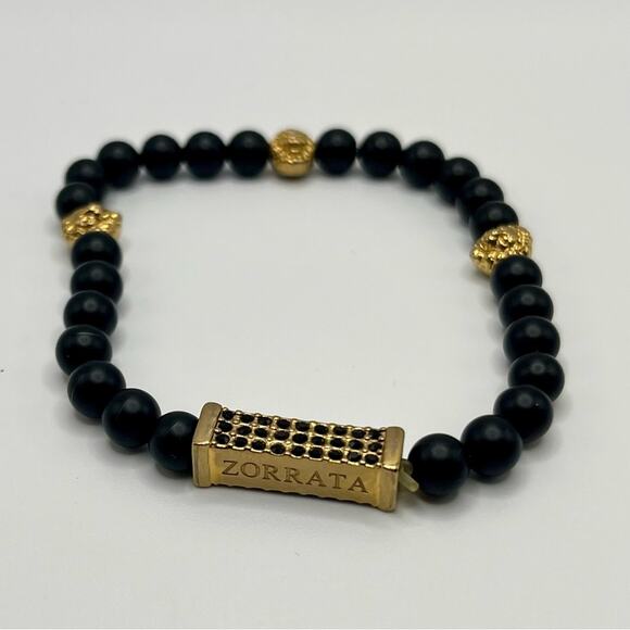 Zorrata Three Stones black onyx stone bracelet - Picture 1 of 4
